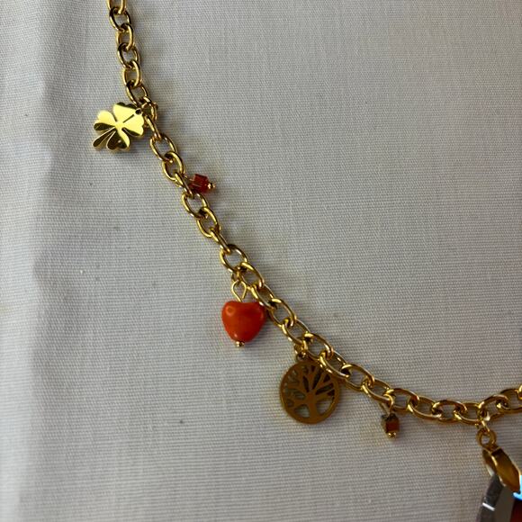 Charm Necklace Gold Chain Link Collar Length Cottagecore Boho Delicate NEW - Picture 4 of 6